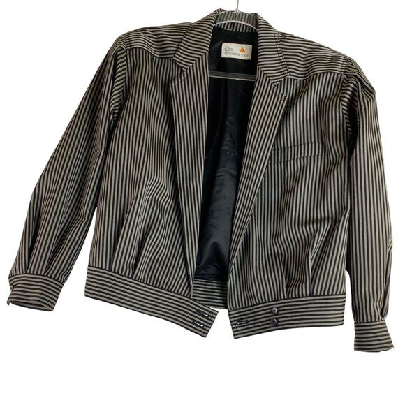 Vintage Liz Claiborne Grey Striped Wool Pants Suit Size 6 Eighties Work Office - Picture 2 of 13